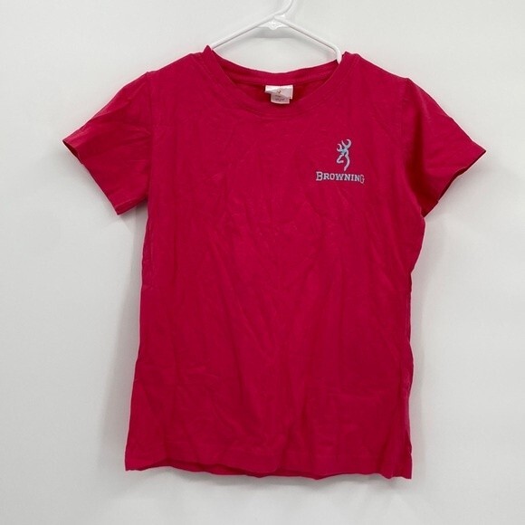 Browning Women’s Pink Deer Antlers Graphic tee Shirt Short Sleeve Small - Picture 1 of 7